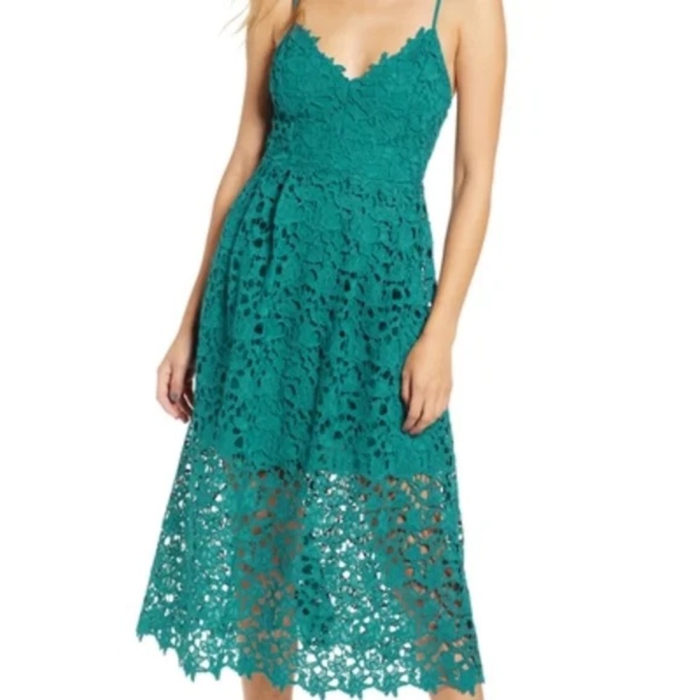 Astr Green Spaghetti Strap Sundress Midi